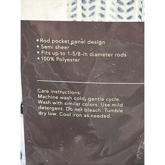 Allen + Roth Willlow Navy Design Rod Pocket Single Curtain Panel 50” X 84” {36}. - Picture 7 of 11